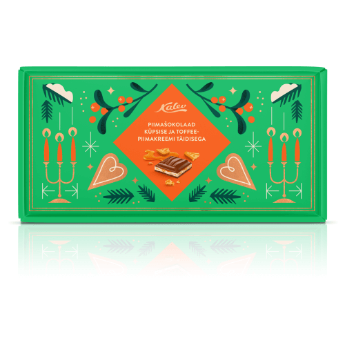 Kalev Milchschokolade mit Keks- & Toffee-Milchcremefüllung | 136 g Kalev Milchschokolade mit Keks- & Toffee-Milchcremefüllung aus Tallinn in Estland.