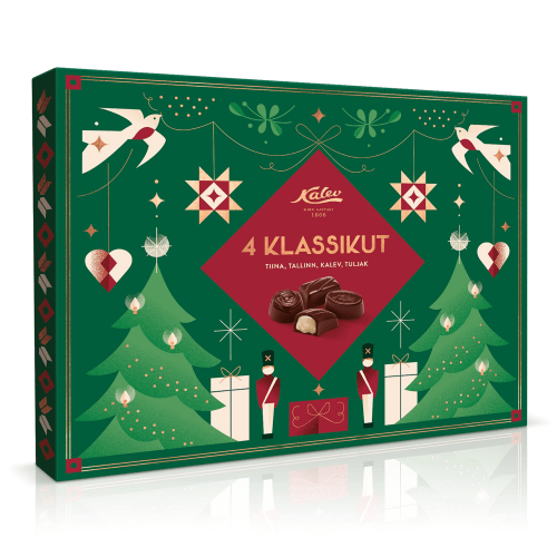 Kalev "4 Klassiker" Schokoladenpralinen | 480 g Kalev "4 Klassiker" Schokoladenpralinen valik ?okolaadikomme 480g aus Tallinn in Estland.