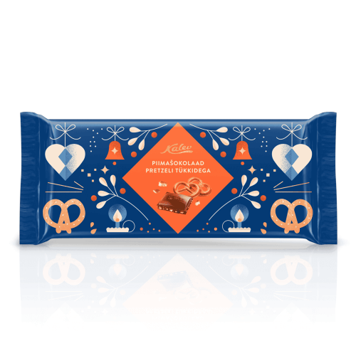 Kalev Milchschokolade mit Brezelstückchen | 100 g Kalev Milchschokolade mit Brezelstückchen (piima?okolaad pretzeli tükkidega) aus Tallinn in Estland.