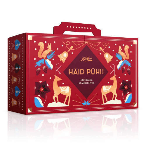 Kalev Pralinenkoffer vom Weihnachtsmann Frohe Feiertage | 1500 g Kalev Die Pralinenschachtel vom Weihnachtsmann Jõuluvana kommikohver 1500g aus Tallinn in Estland.