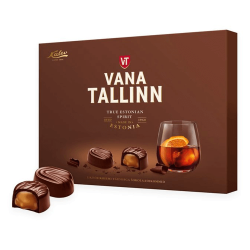 Kalev Schokoladenpralin mit Vana Tallinn Likörcremefüllung | 122 g Kalev Schokoladenpralin mit Vana Tallinn Likörcremefüllung aus Tallinn in Estland.
