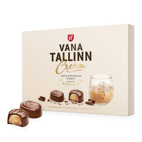 Kalev Vana Tallinn Cream Pralinen | 122 g Kalev Vana Tallinn Cream Pralinen (koorelikööritäidisega sokolaadikommid) 122g aus Tallinn in Estland.
