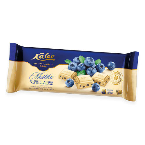 Kalev Weiße Schokolade Reis Crisp Blaubeere | 200 g Kalev Weiße Schokolade Reis Crisp Blaubeere 200g